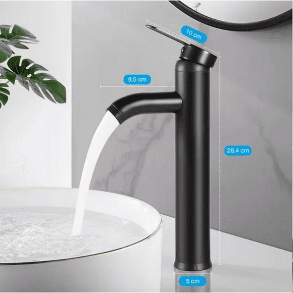 Mezcladora Llave Para Fregadero Lavabo Baño + 2 Mangueras Negro