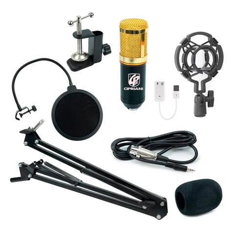 Cipriani - Kit Streaming Microfono/Atril/Filtro/Accesorios Bm-800K Gold