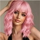 thumbnail image 2 of Peluca de onda suelta de 14 pulgadas Peluca de Bob de color rosa ondulado con pelucas de pelo rizado de aire sintéticas pelucas de fiesta de cosplay para mujeres (14 pulgadas, rosa sólida), 2 of 3
