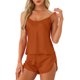 thumbnail image 1 of Conjuntos de Pijamas para Mujeres Shorts Sexy Cami Satén para Ropa de Dormir Cómoda y Uso en Salón Todo el Año L Caramelo, 1 of 6