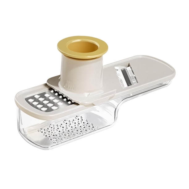 Rallador Y Rebanador De Ajo Y Jengibre 3 En 1, Herramienta De Cocina Fácil De Rebanar Y Rallar, Color Beige