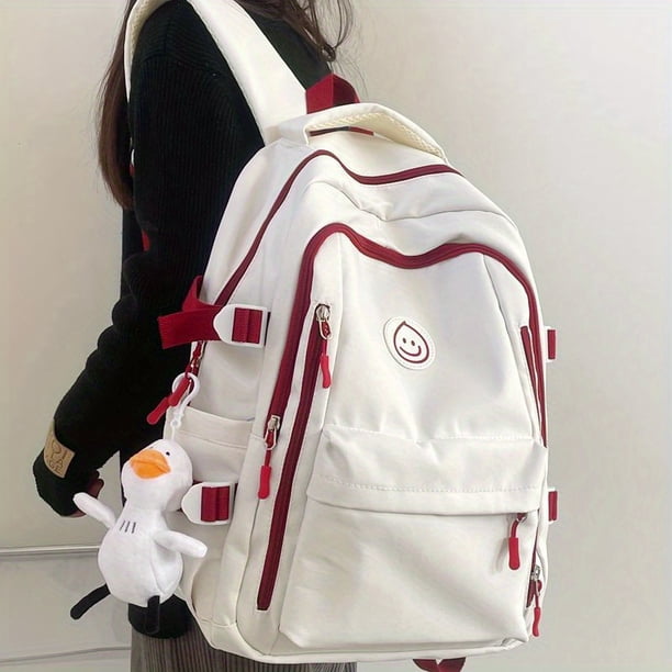 Trendy Bear Pattern Backpack, Simple Preppy Style School Bag, Versatile Travel Bookbag