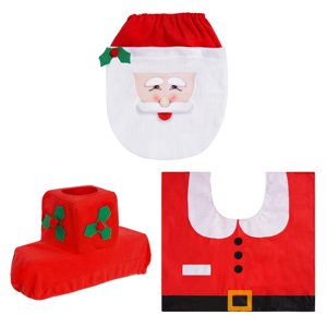 Magideal - Funda Navideña Para Asiento De Inodoro, Cubierta Para Baño, Decoraciones De Papá Noel, Decoración Portátil Duradera Para Cumpleaños, Suministros Para