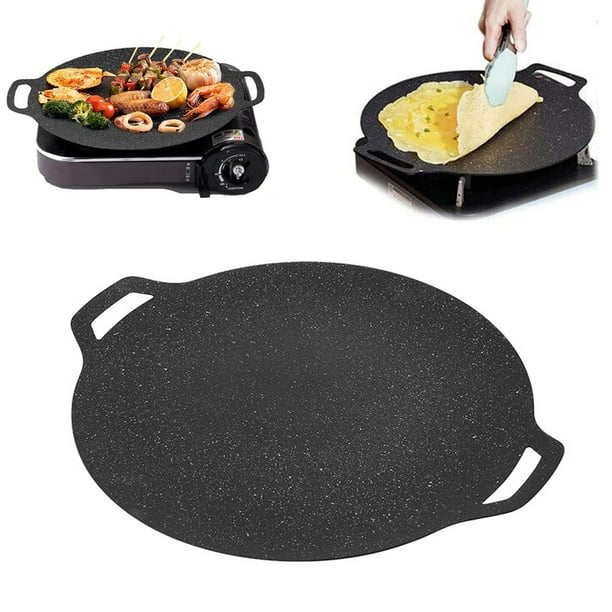 Parrilla de piedra médica multifunción antiadherente, sartén con revestimiento antiadherente, plancha redonda para barbacoa con mango