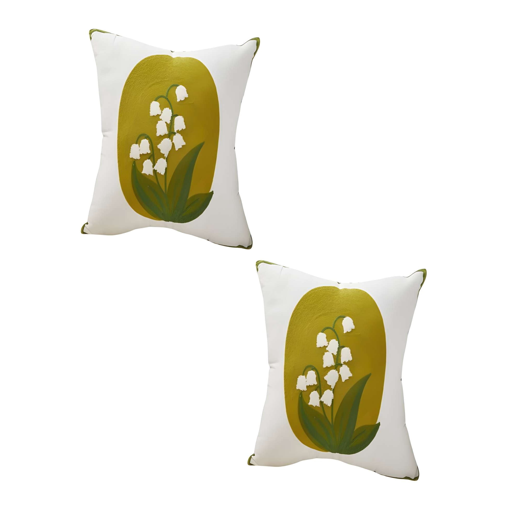 Genérico - Pack De 2 Fundas De Cojin Bordadas 45x45cm Verde
