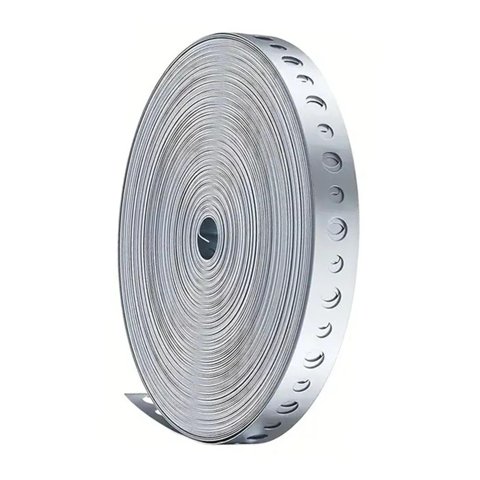 Magideal - Correa De Suspensión De Tubo De 15,2 M (0,7 Pulgadas), Rollo De Correa Metálica Para Proyectos De Bricolaje Multiusos, Cinta De Fijación Con Perforaci