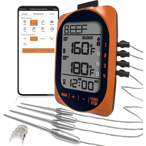 Termametro Digital Chileaf 4 Sondas Bluetooth Parrilla