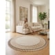 thumbnail image 2 of Alfombra Redonda Boho Chic 1m - Textura Hojas y Flecos, 2 of 6