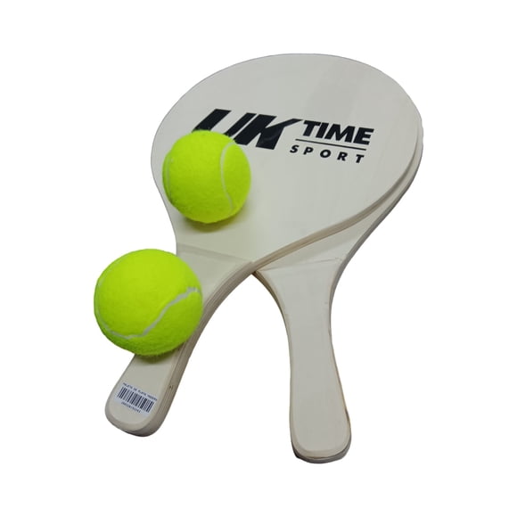 Set Paleta de tenis playa madera con 2 pelotas