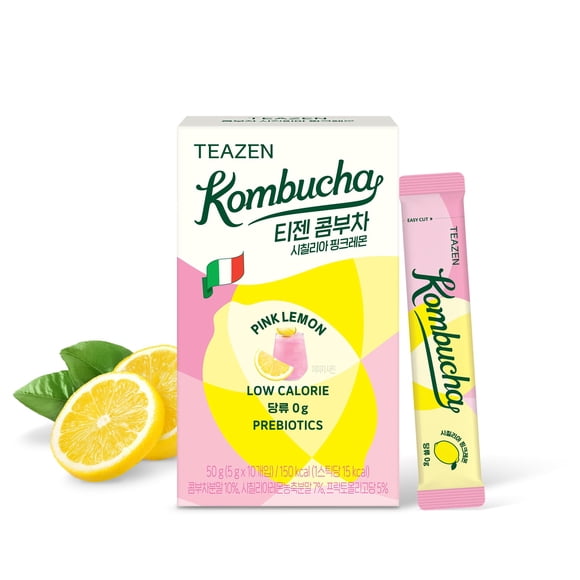 Polvo de Kombucha TEAZEN Limón Rosado de Sicilia 10 Sobres