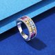 thumbnail image 4 of WAHZAUS Anillo de Circonia Corte Princesa Colorido de Plata Esterlina 925 para Mujer Moda Personalidad Moderno Fino Multicolor Joyería Arcoíris, 4 of 7