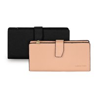 Carven Paris - Pack 2 Billeteras De Mujer Vesta Negro Y Rosa