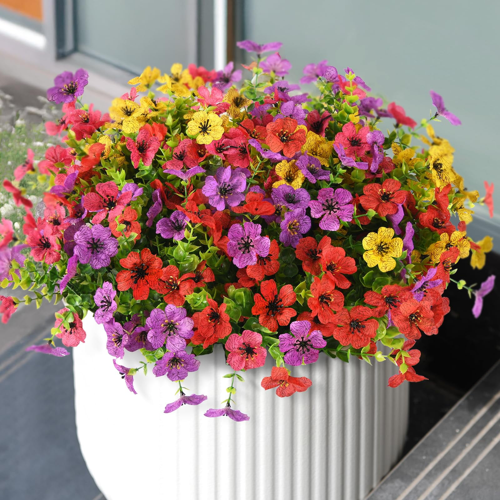 Flores Artificiales Zfprocess, Plantas Artificiales Para Exteriores, 12 Paquetes