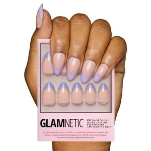 Press-On Nails Glamnetic French Lila Short Almendra Púrpura