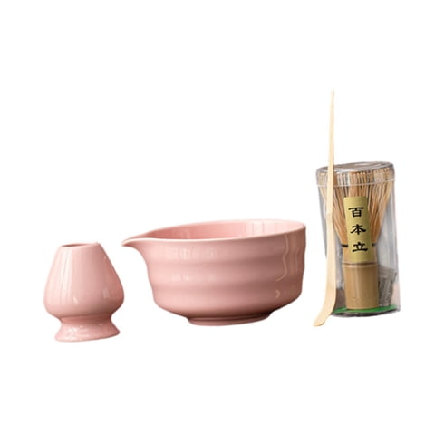 Magideal - Juego De Té Matcha Japonés, Cuenco De Regalo, Herramientas Con Boquilla, Soporte Para Batidor, Cuenco Tradicional De Matcha Para Salón De Té, Comedor Rosa