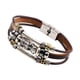 thumbnail image 1 of Pulsera De Cuero De PU Adorno De Moda Brazalete Multicapa Ajustable Informal Marrón, 1 of 3