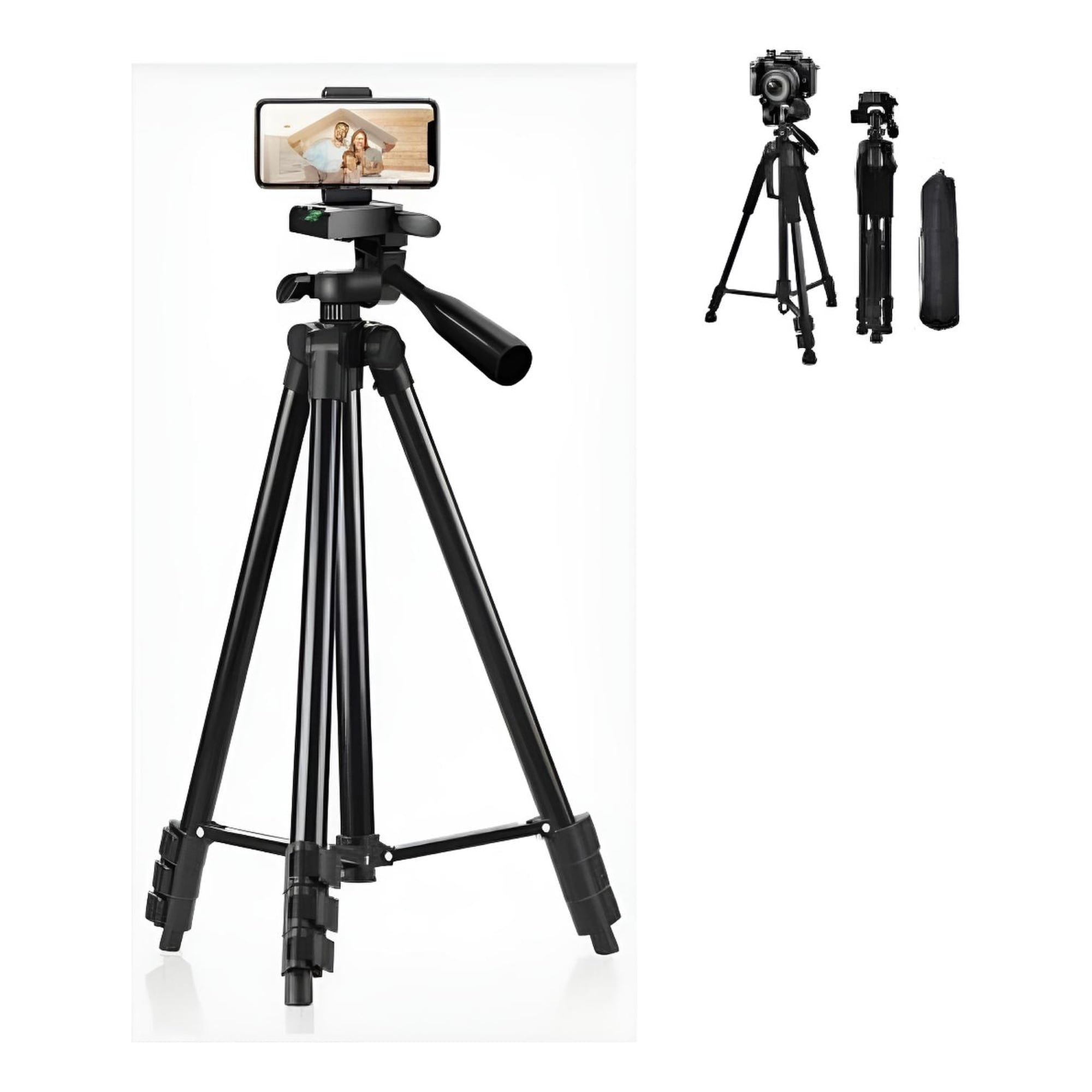 Genérica - Trípode Cámara Y Celular Plegable Con Bolso Aluminio 140cm