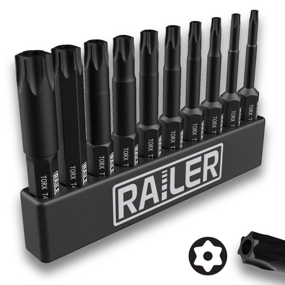 Juego de Bits Torx Railer 5 cm 10 piezas Acero S2 para Impacto