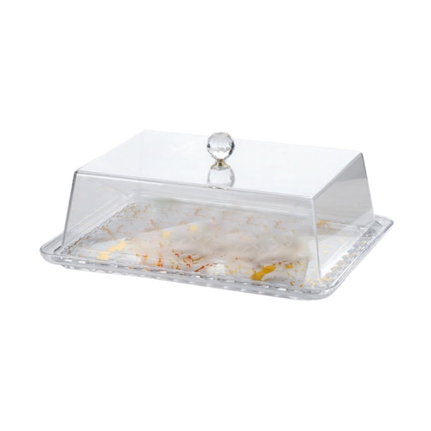 Cubierta Acrílica a Prueba de Polvo para Pastel, Protector para Mesa de Comedor, Plato para Servir, Vitrina de Pastelería Acrílica para Pastel de Crem Oro rectangular M