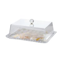 Magideal - Cubierta Acrílica A Prueba De Polvo Para Pastel, Protector Para Mesa De Comedor, Plato Para Servir, Vitrina De Pastelería Acrílica Para Pastel De Crem Oro Rectangular M