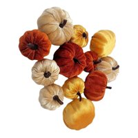 Magideal - 12 Calabazas Pequeñas De Terciopelo, Calabazas Artificiales, Calabazas Decorativas De Espuma Para El Festival De Acción De Gracias, Decoración De Otoñ , Naranja C-Naranja 12 Piezas