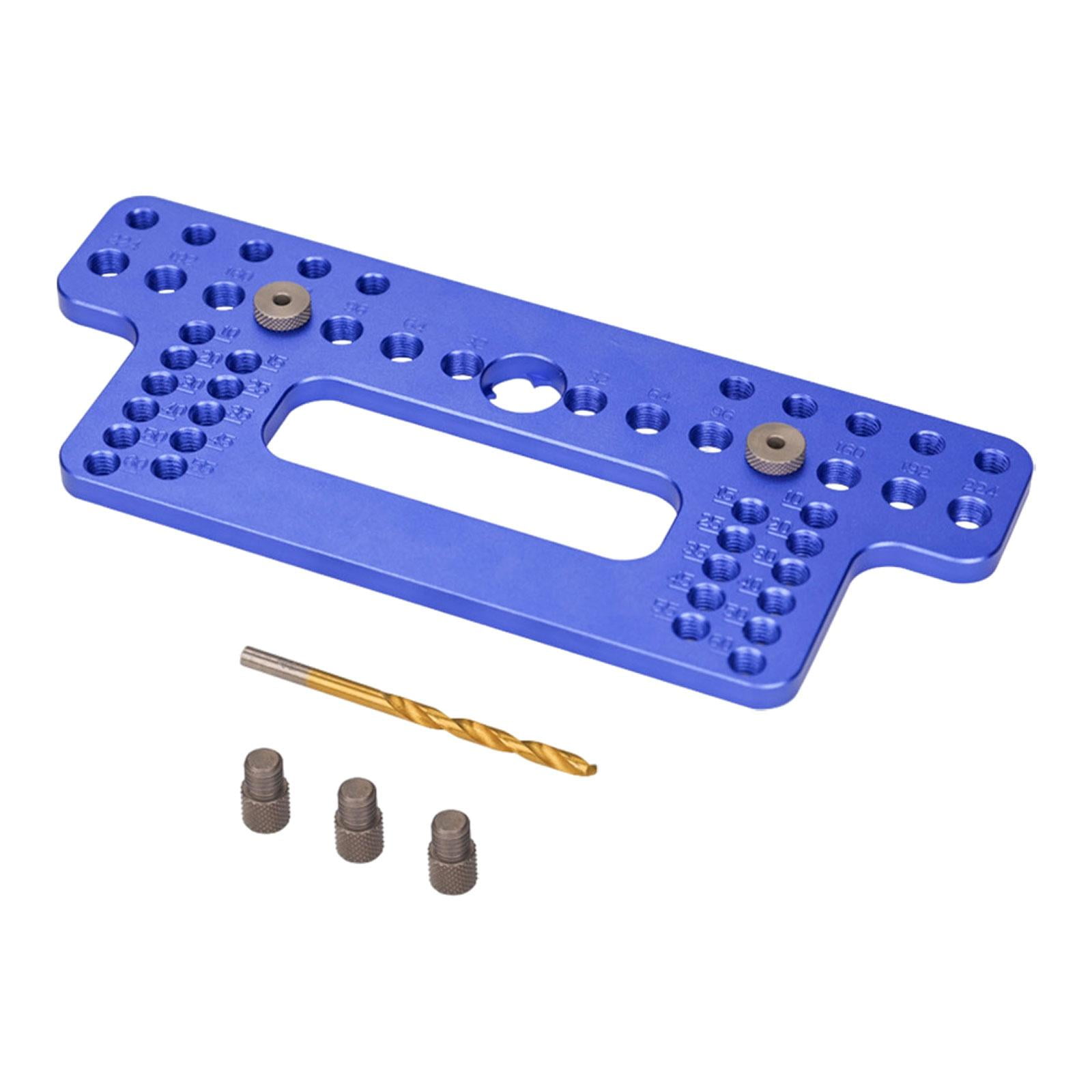 Ioensy - Localizador De Perforación De Paso De Manija De Agujero De Taladro De Tirador De Cajón Para Estante De Bisagra De Cubierta Abatible Azul