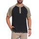 thumbnail image 1 of INSPIRE CHIC Camisa Henley de Manga Corta con Bloque de Color Retro para Hombre S Negro, 1 of 5