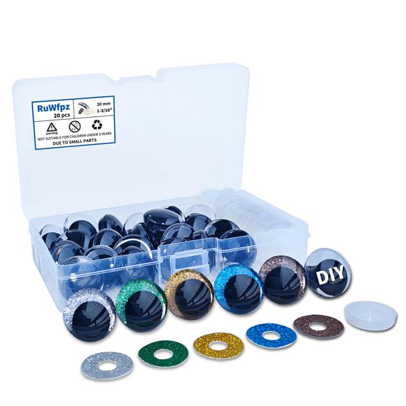 Ojos de Seguridad RuWfpz 30 mm 20 piezas 5 colores con brillo
