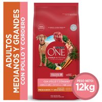 Alimento Seco Perro Adulto Raza Mediana/Grande Pollo Y Cordero Bolsa 12 Kg Purina One