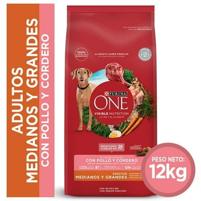 Alimento Seco Perro Adulto Raza Mediana/Grande Pollo Y Cordero Bolsa 12 Kg Purina One