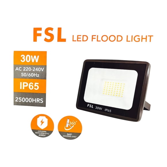 Reflector LED Exterior 30W IP65 Luz Fría 6500K FSL Certificación SEC