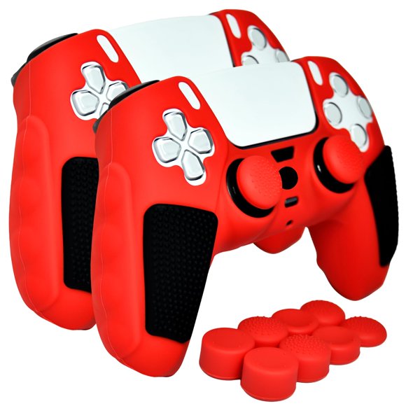 Capa de Silicona Antideslizante Roja HLRAO Pack de 2 para PS5