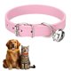 thumbnail image 1 of Collar para perro Uxcell con campana hebilla ajustable de cuero PU collares para perros 16" rosa, 1 of 7