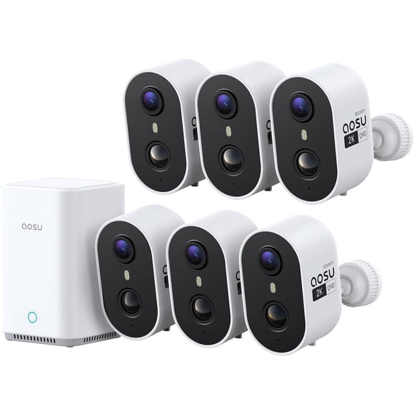Cámara de Seguridad aosu C6L 2K con Batería, Zoom 6x y Kit para 6 Cámaras