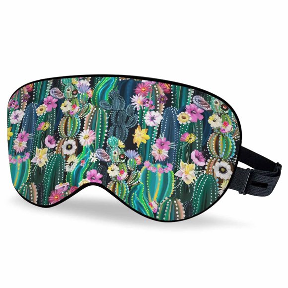 Máscara para dormir VNWOALU Cactus Floral con correa ajustable