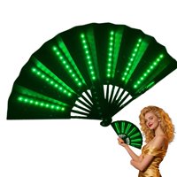 Unbrand - Led Light-Up Folding Fan - 24 Open Width Illuminated Hand Fan With Vibrant Color Display, Collapsible Design For Raves, Festivals, Stage Performances, Night Parties & Costume Events