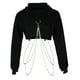 thumbnail image 2 of Manera larga de las mujeres sudadera con capucha sudadera con capucha Crop Top Metal sudadera con cadena L., 2 of 3