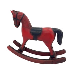 Bothyi - Figura De Caballo Mecedor De Madera, Escultura De Animal Para Dormitorio, Estantería, Armario, Color Rojo