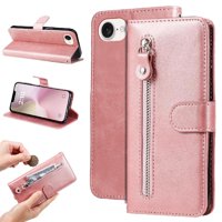 Gangxun - Funda Con Cremallera Para Iphone 16E, Carcasa Cartera De Cuero Pu Con Soporte Y Tarjetero
