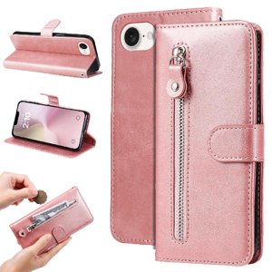 Gangxun - Funda Con Cremallera Para Iphone 16E, Carcasa Cartera De Cuero Pu Con Soporte Y Tarjetero