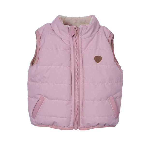 Parka Bebé Niña Sin Mangas Reversible Rosado