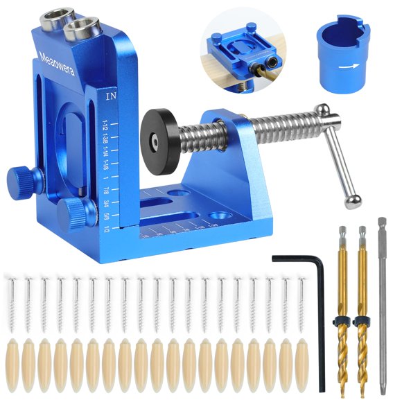 Plantilla para agujeros tipo pocket Meaowera 1,3‑3,8 cm 30 piezas de tornillos y tapones