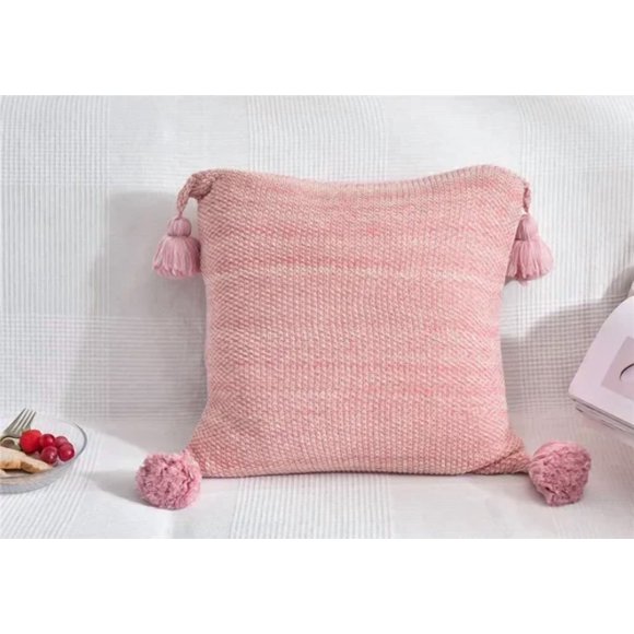 2x Funda Cojin Decorativo 45x45 Estilo Boho Larentia Algodon Rosa claro