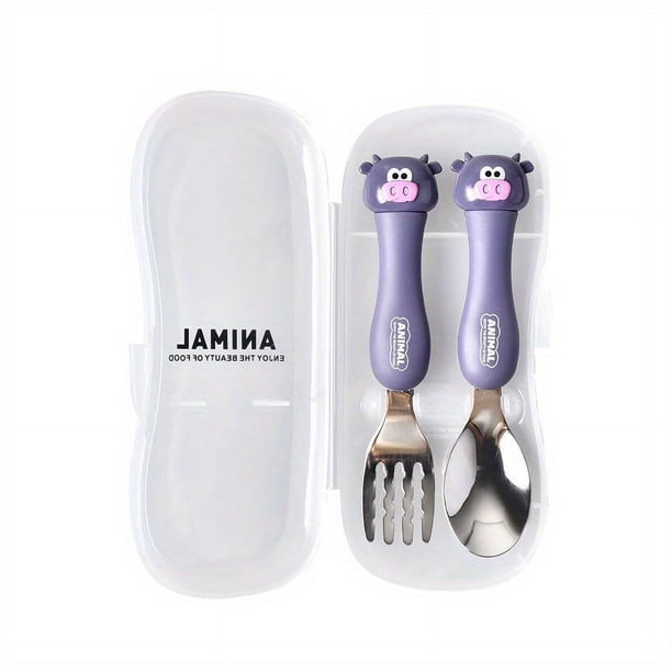 1 Set, Tableware, Cartoon Spoon And Fork Set, Dessert Spoon For Children, Fork For Baby, Kitchen Gadgets ,Children's Cutlery For Kids, Cute 304 Stainless Steel Tableware, Kawaii Flatware