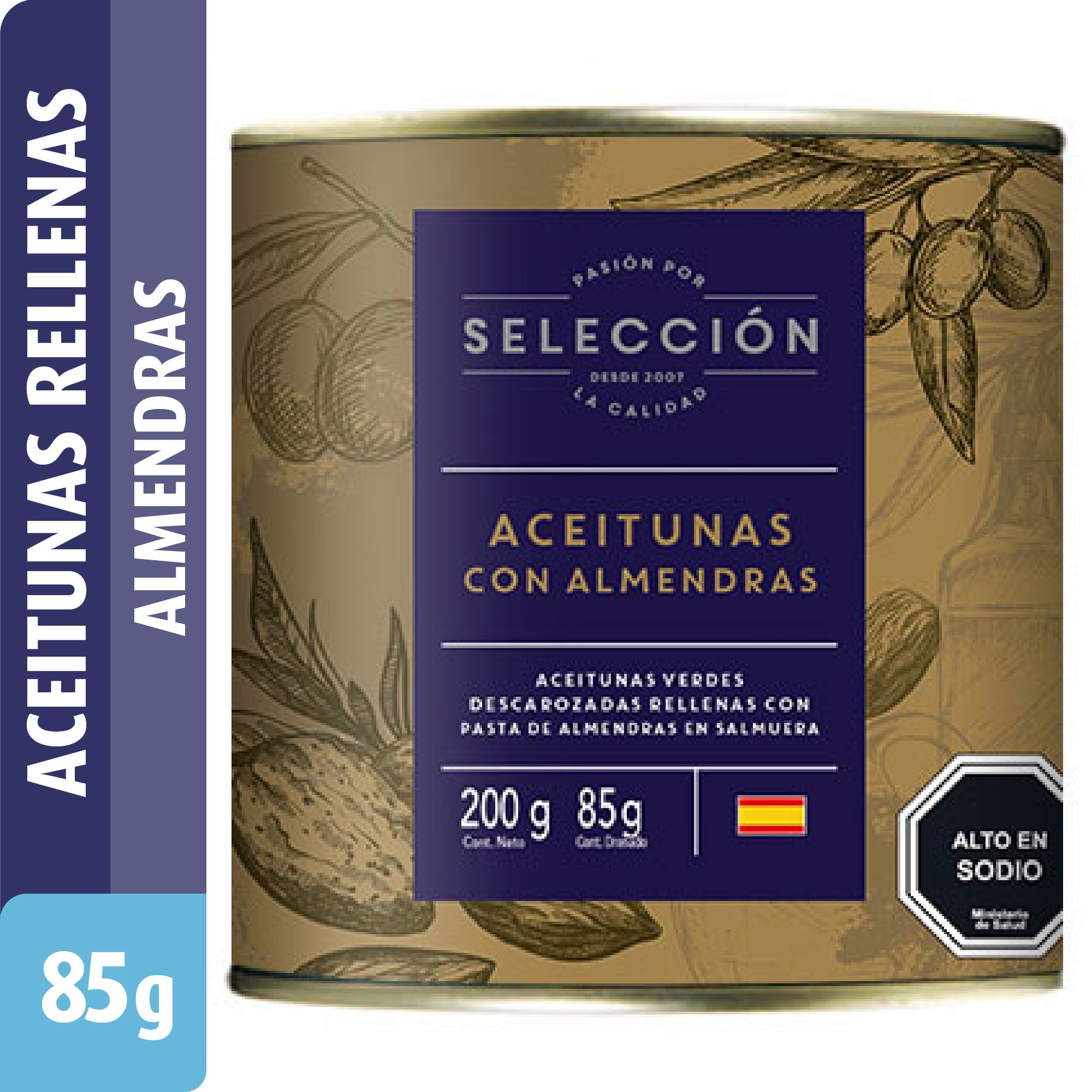 Aceitunas Rellenas Con Almendras Drenado 85 g - Neto 200 g Selección