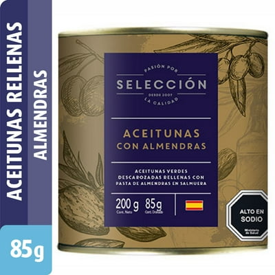 Aceitunas Rellenas Con Almendras Drenado 85 G - Neto 200 G Selección
