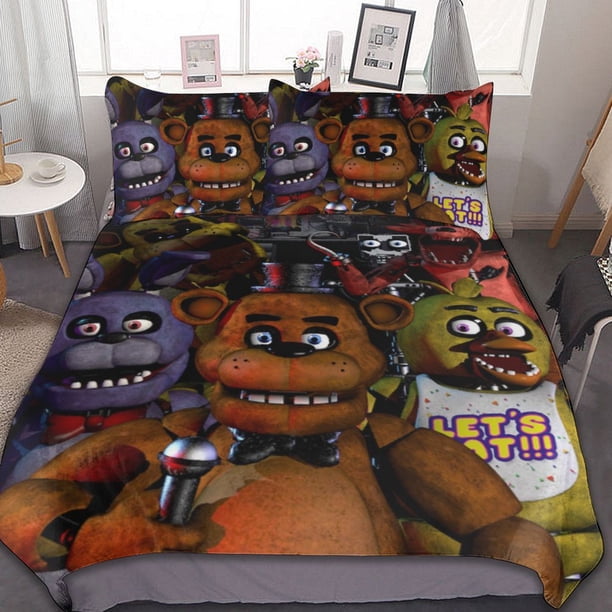 Five Nights at Freddy 3-Piece Bedding Set Warm And Comfortable Soft Duvet Cover Bed Set for Boys Girls Kids Adult Bedroom All Season