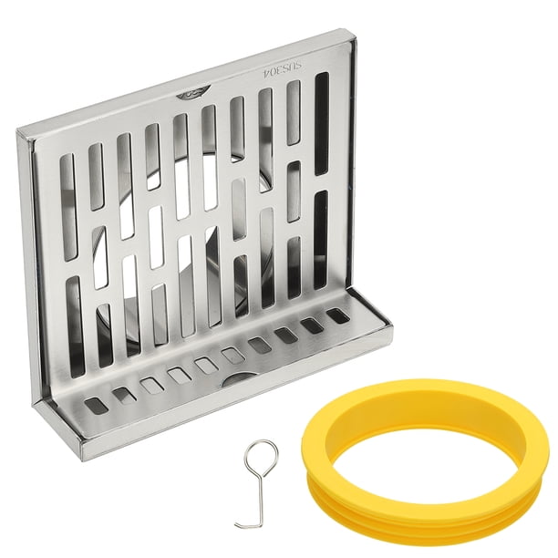 Uxcell 304 Acero Inoxidable Desagüe de Pared en Forma de L, Desagüe de Piso de Ángulo Recto para Balcón Exterior, Patio, Desagüe de Esquina Montado en Pared (5.91", Gris Metalizado)