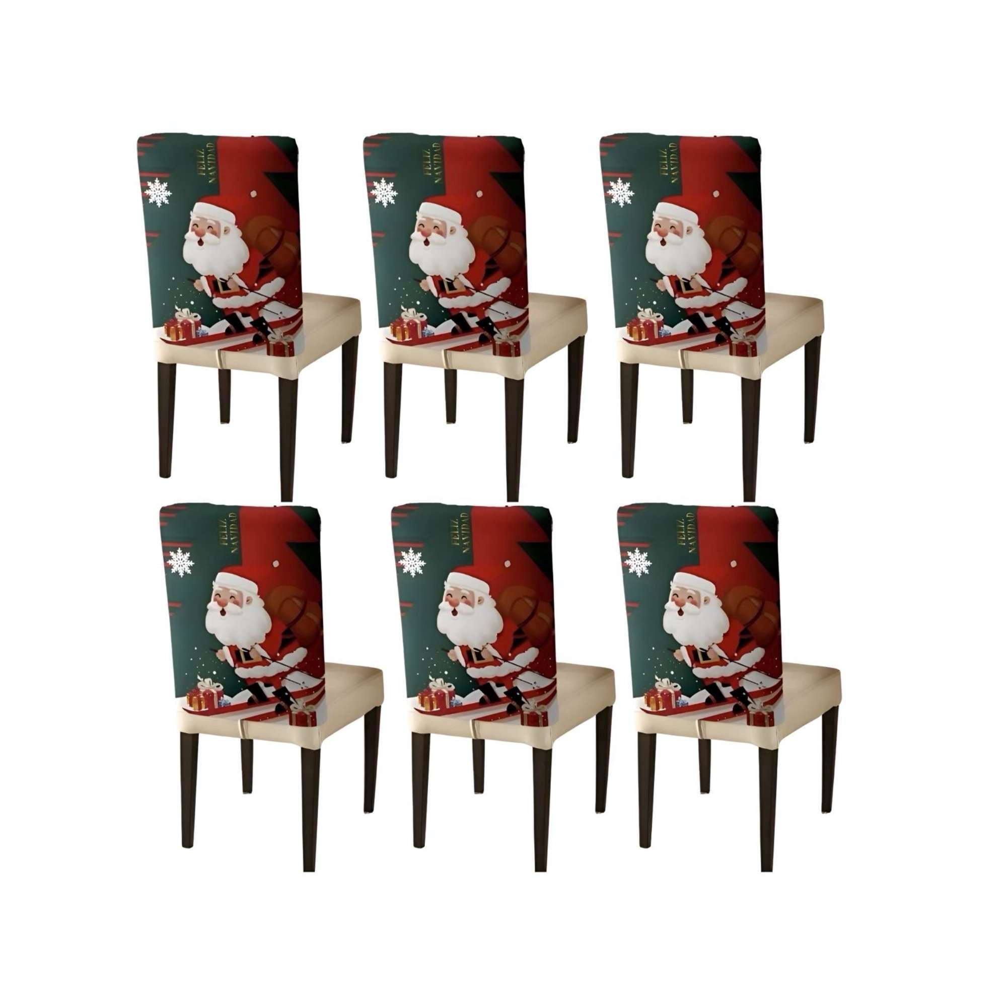 Teng Fei - Pack 6 Fundas De Respaldo De Sillas Diseño Navidad Tf 21