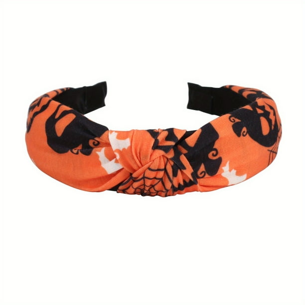 Cute Halloween Headband with Cartoon Ghost Print and Criss Cross Design - Perfect for Pumpkin and Spider Web Lovers